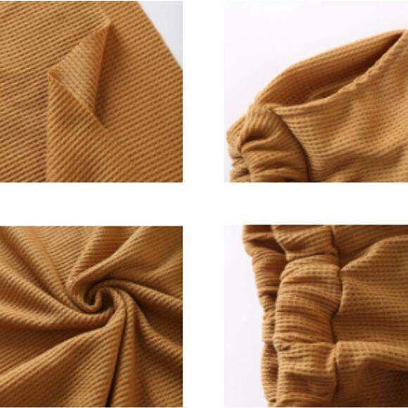 Tori 2 Piece Waffle Pants Set in Camel | Size Small | Chicgenes - Picture 5 of 6